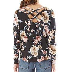 IZ Byer Floral Tie-Front Top (size XS)